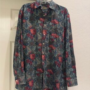 Capel men’s long sleeve floral pattern button up shirt made in France size 3L XL